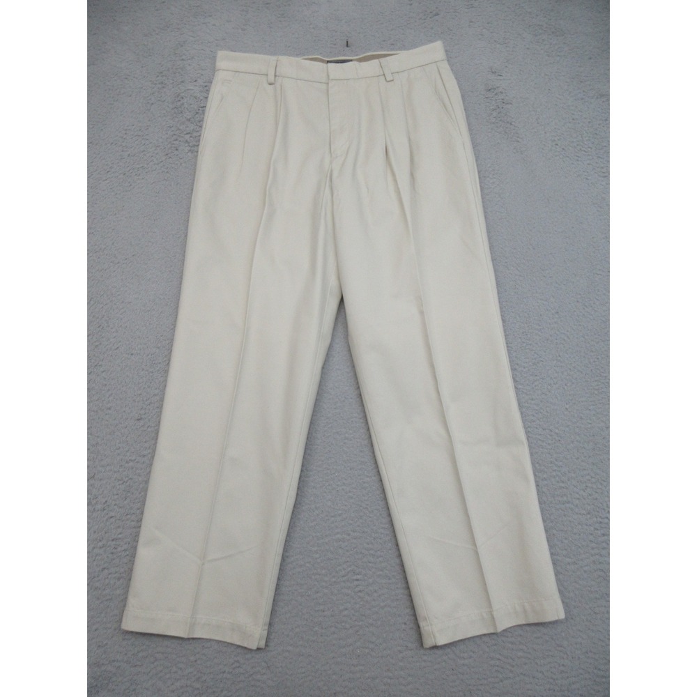 Dockers Chino Relaxed Fit Pants Men 34x30 Tan Pleated Officecore Preppy Classic